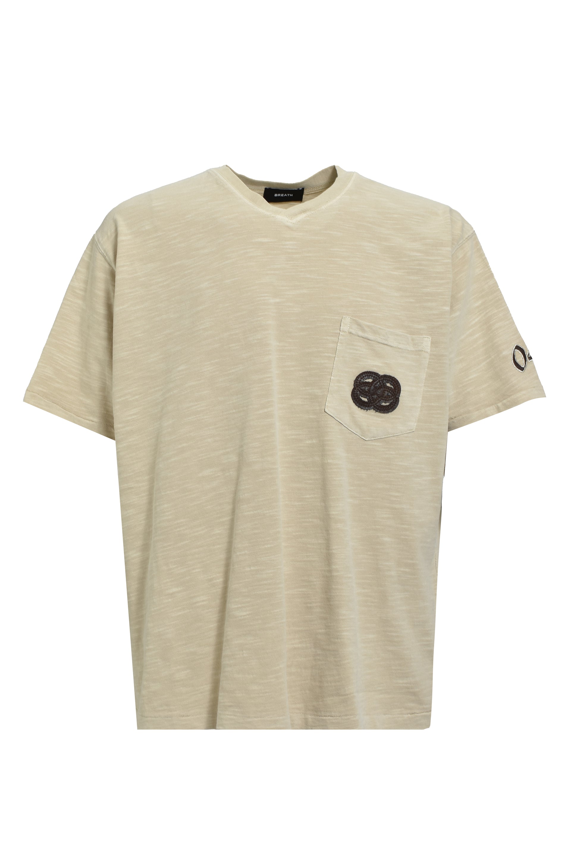 CHAIN EAGLE PATCH V NECK TEE / BEI