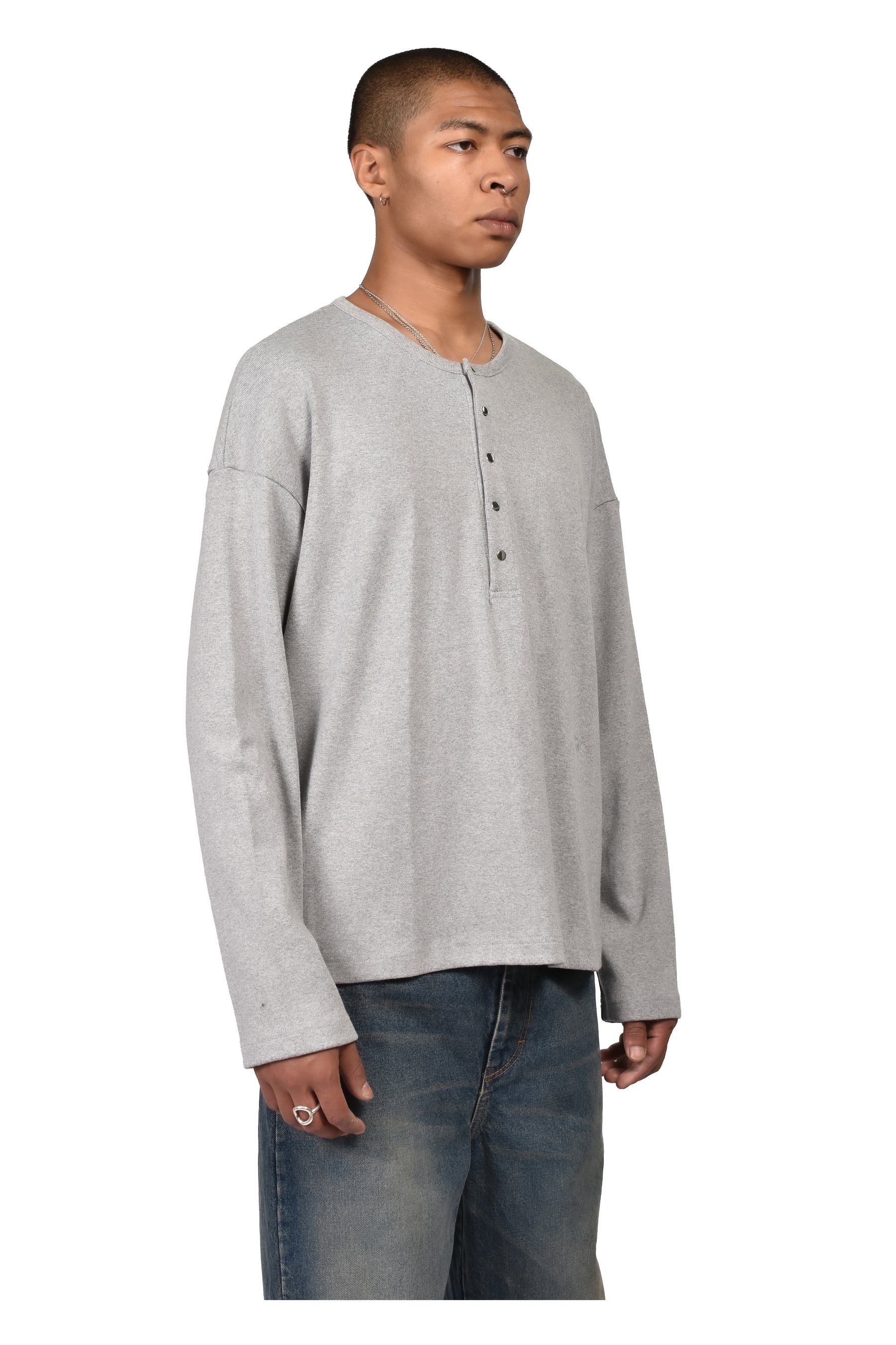 SOFT RIB HENLEY / FOG GRY