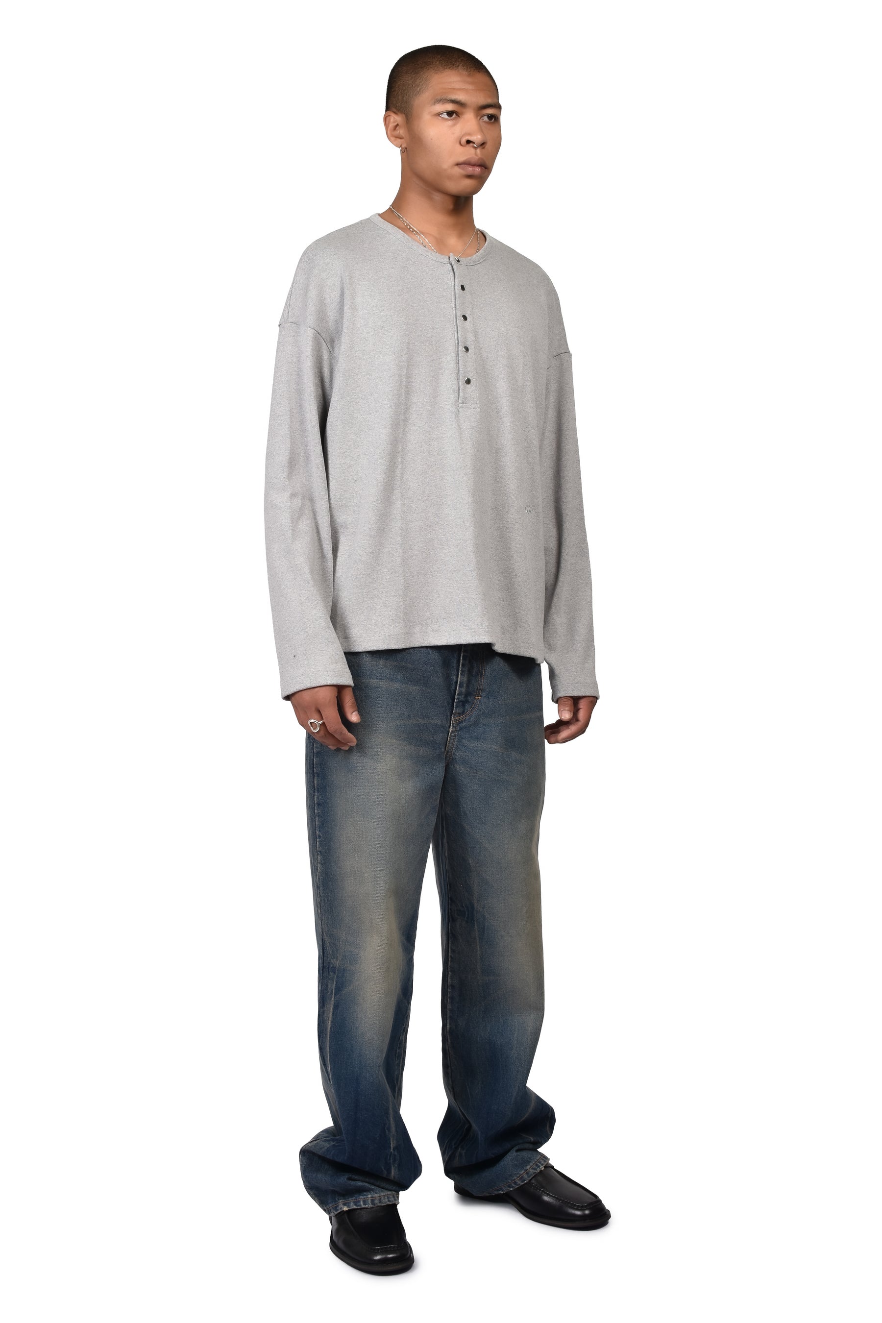 SOFT RIB HENLEY / FOG GRY