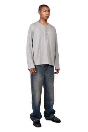 SOFT RIB HENLEY / FOG GRY