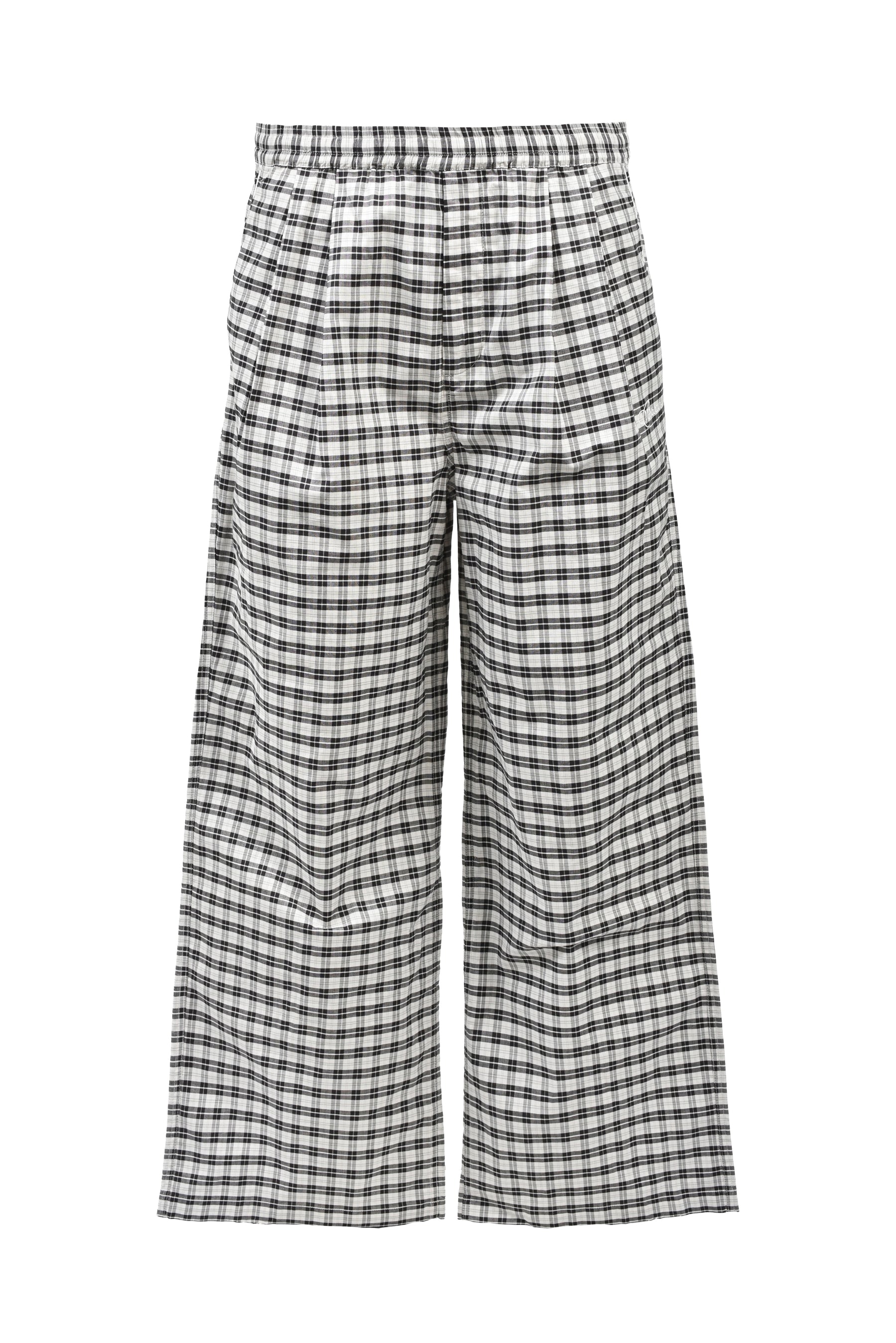 SCRIPT LOGO CHECK PIPING PANTS / WHT