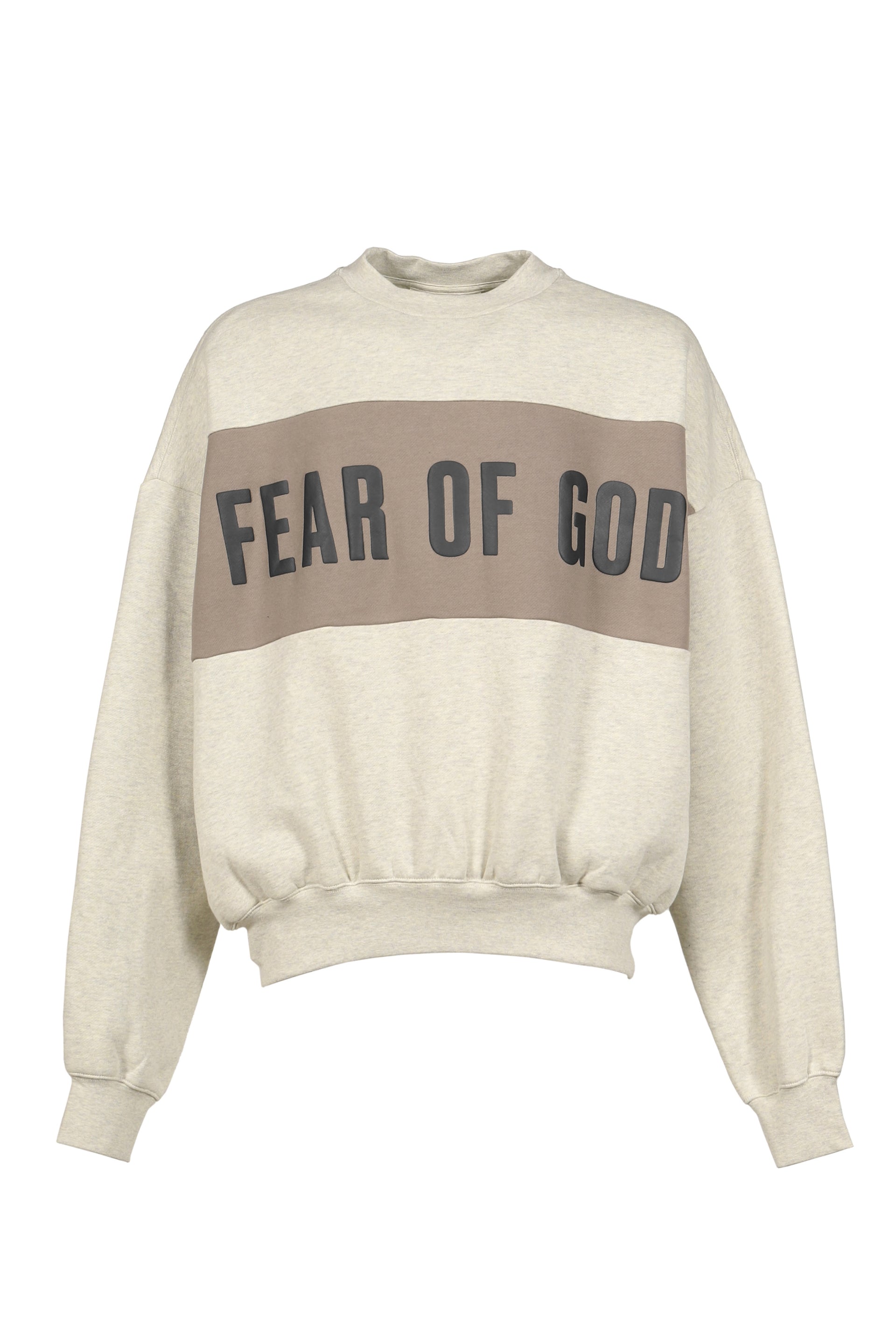 CROPPED RELAXED PANELLED SWEATSHIRT / VANILLA HEATHER / SEAL