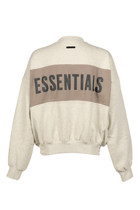 CROPPED RELAXED PANELLED SWEATSHIRT / VANILLA HEATHER / SEAL