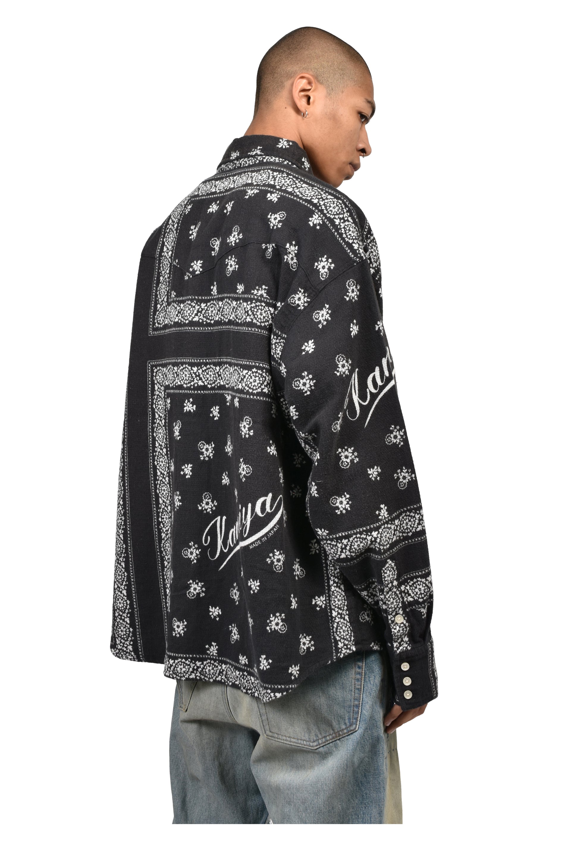 OG BANDANA DISCHARGE WESTERN SHIRT / BLK