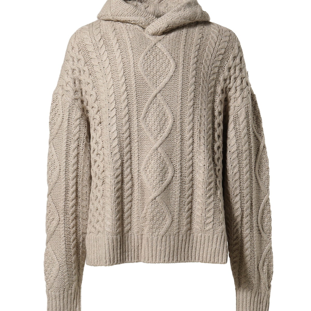 ESSENTIALS エッセンシャルズ FW23 CABLE KNIT HOODIE / SIL CLOUD -NUBIAN