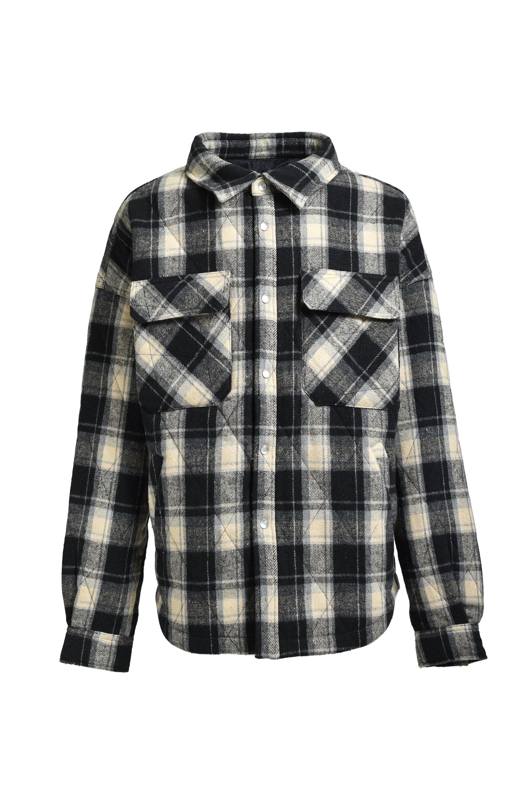 QUILTING CHECK SHIRT / BLACK 