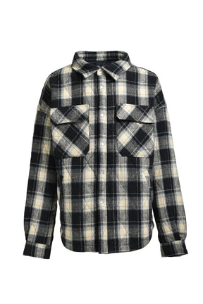 QUILTING CHECK SHIRT / BLACK 
