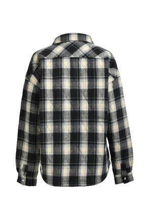 QUILTING CHECK SHIRT / BLACK 