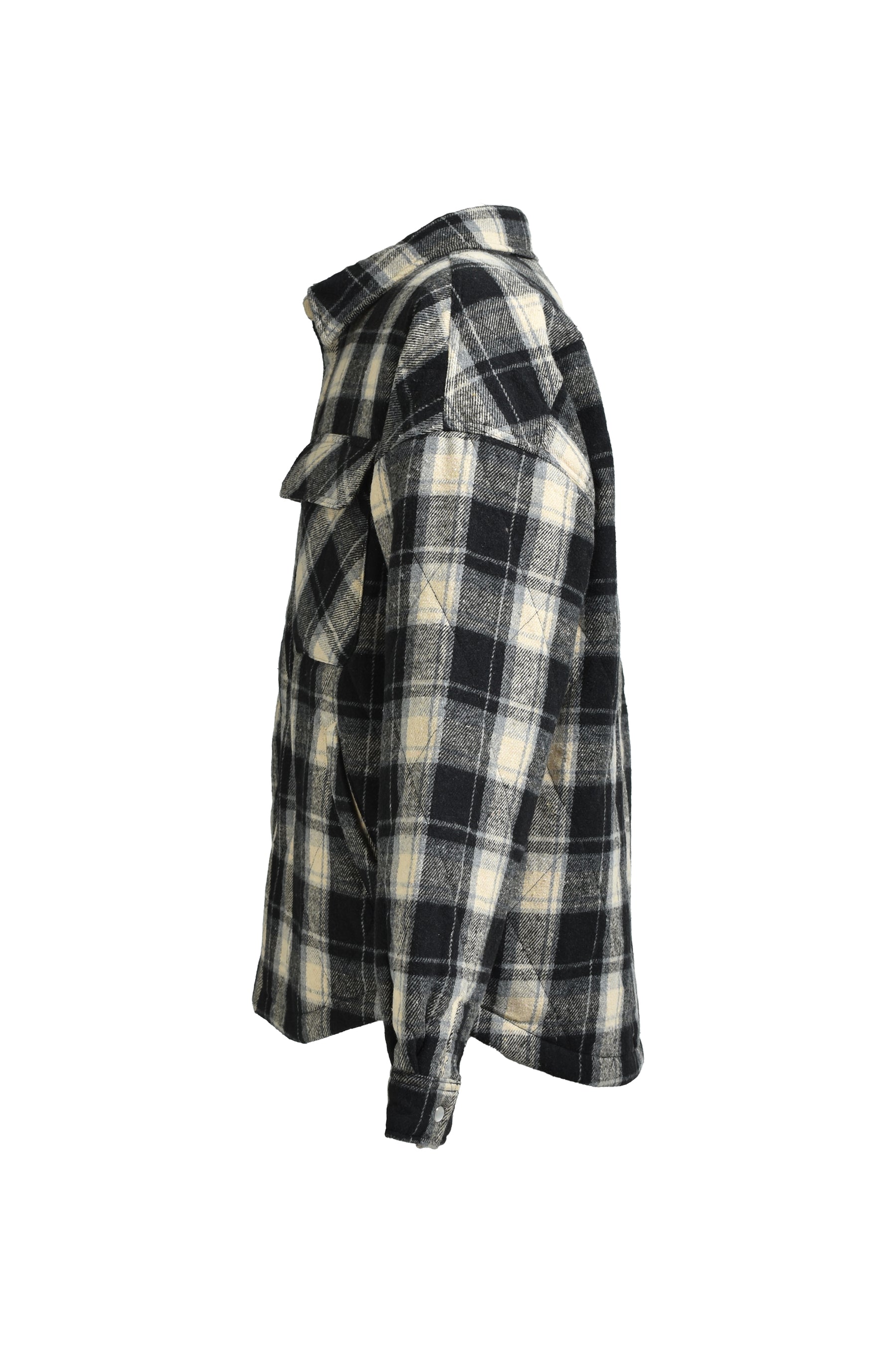 QUILTING CHECK SHIRT / BLACK 