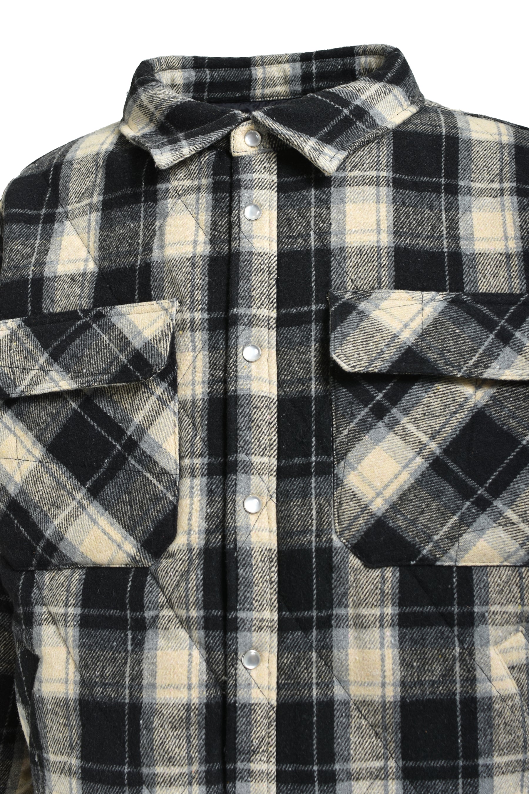 QUILTING CHECK SHIRT / BLACK 