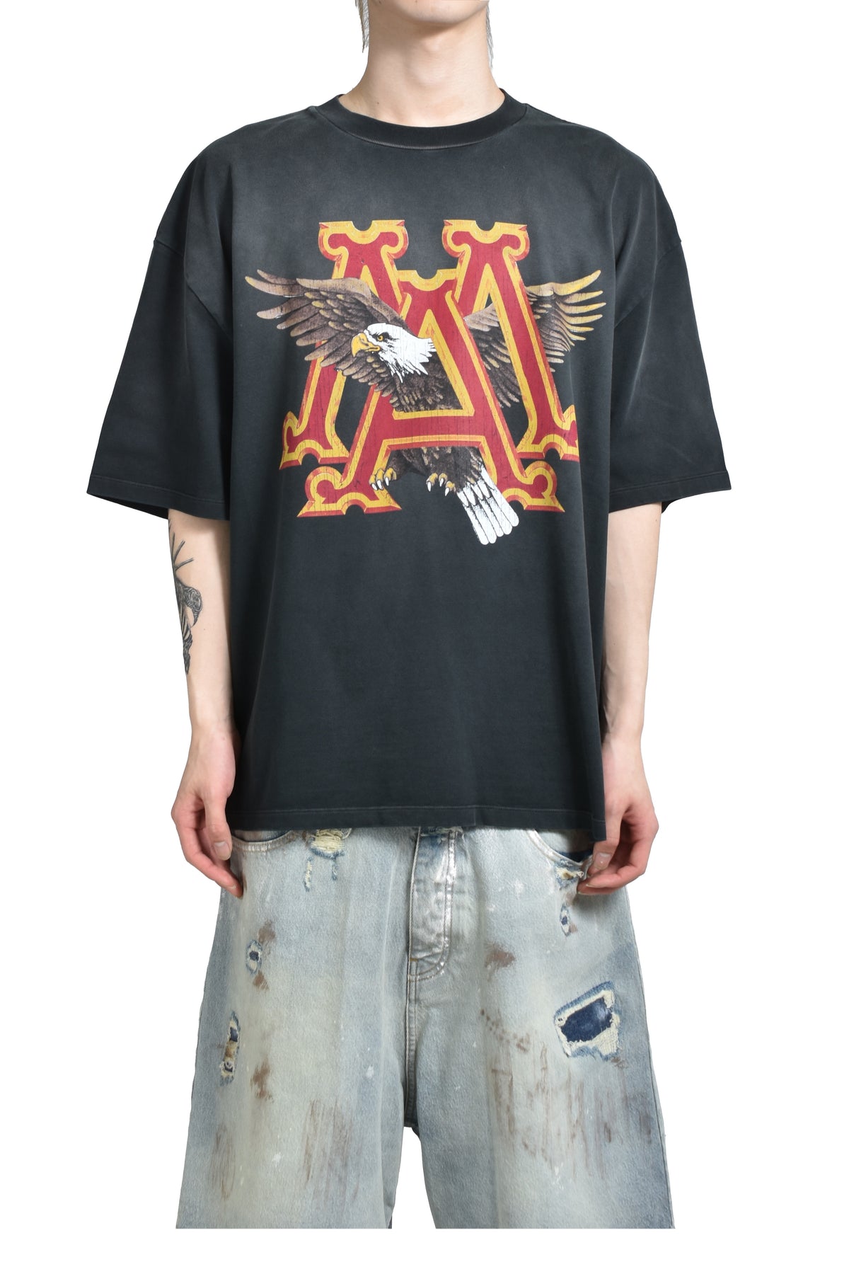 VINTAGE MA EAGLE OVERSIZED TEE / BLK