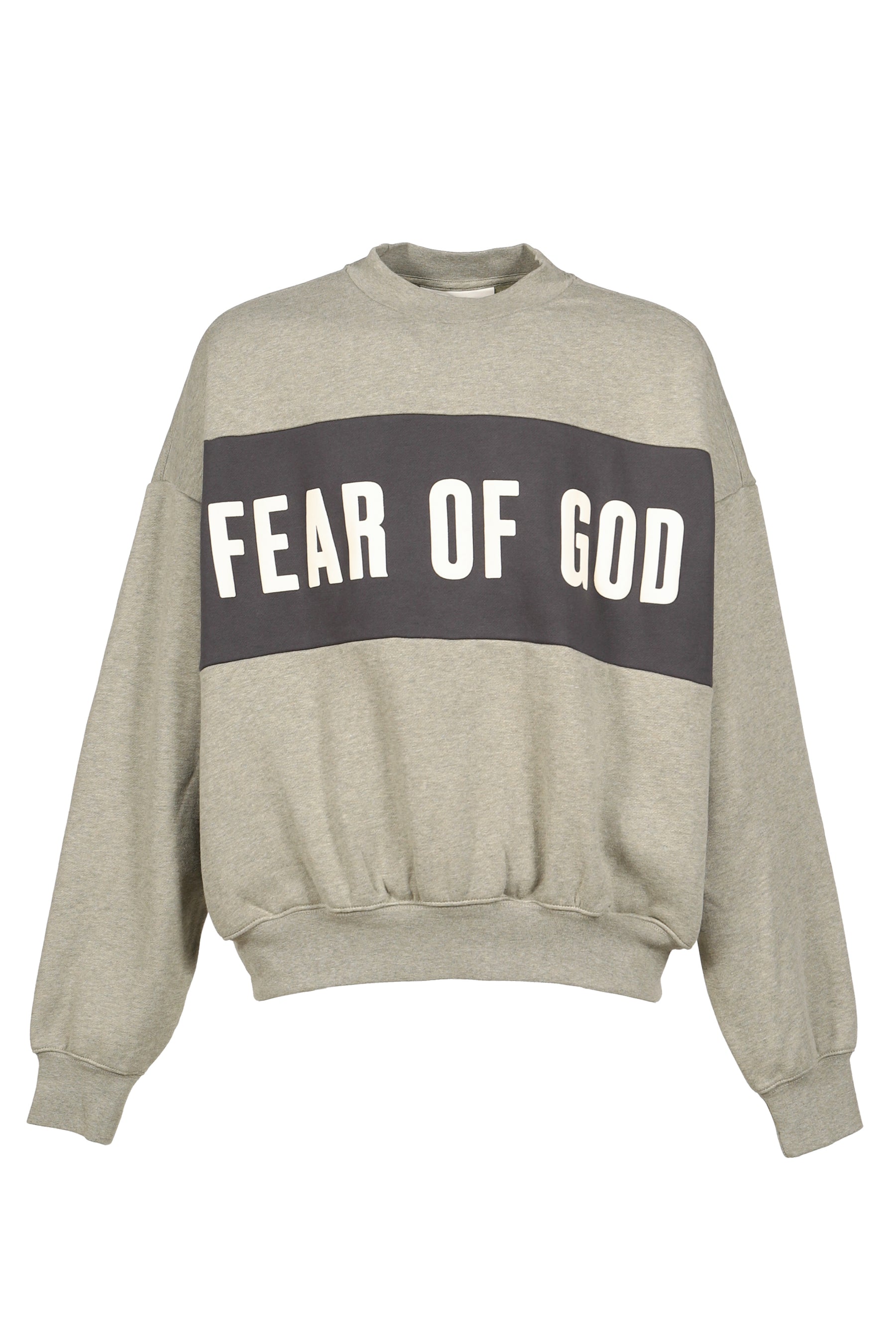 CROPPED RELAXED PANELLED SWEATSHIRT / SEAL HEATHER / IRON GRY