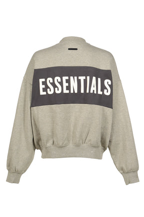 CROPPED RELAXED PANELLED SWEATSHIRT / SEAL HEATHER / IRON GRY