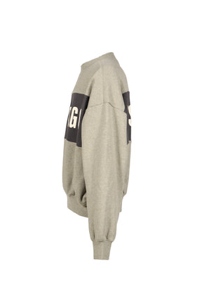 CROPPED RELAXED PANELLED SWEATSHIRT / SEAL HEATHER / IRON GRY