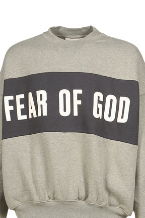 CROPPED RELAXED PANELLED SWEATSHIRT / SEAL HEATHER / IRON GRY