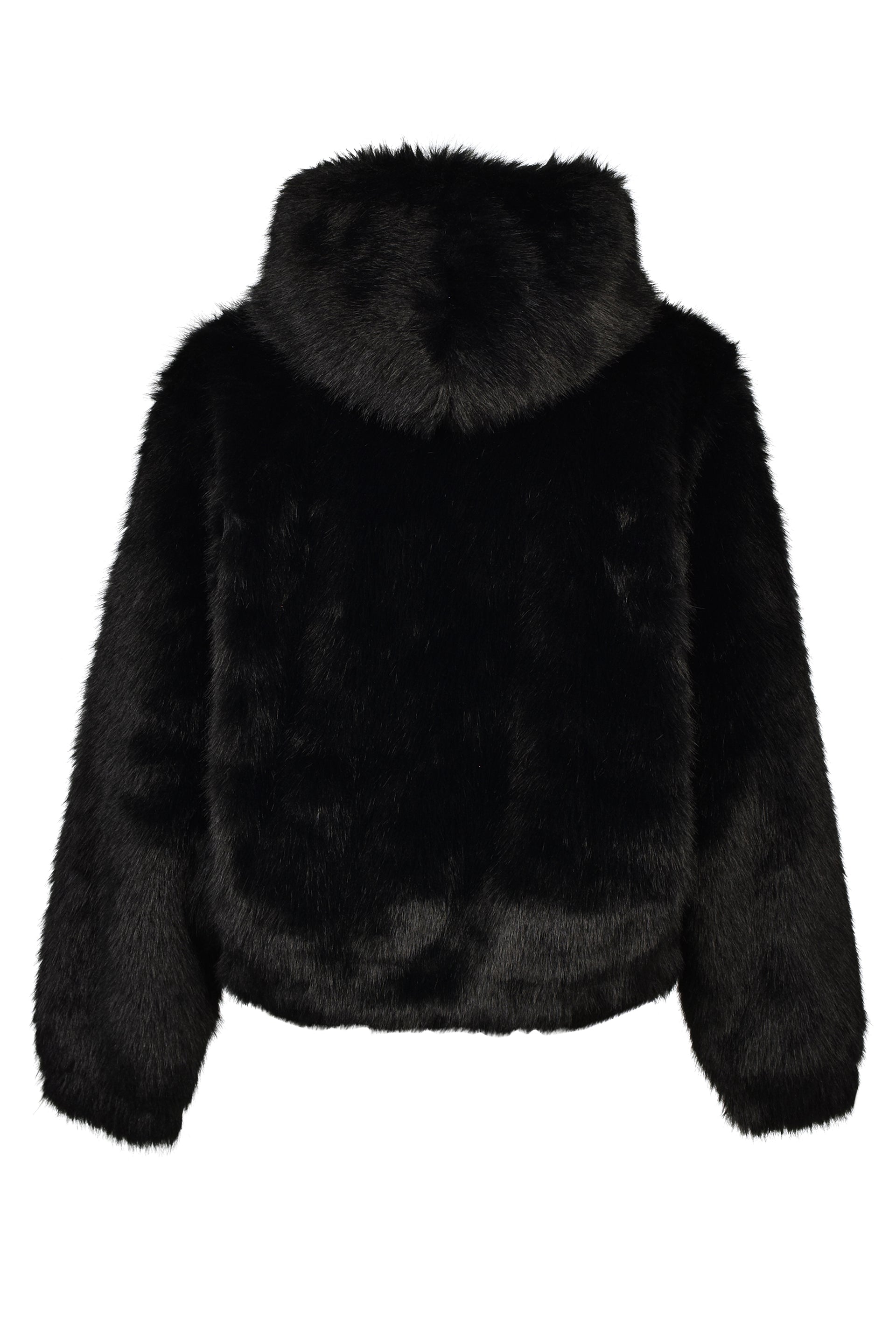 FAUX FUR ZIP HOODIE / BLK
