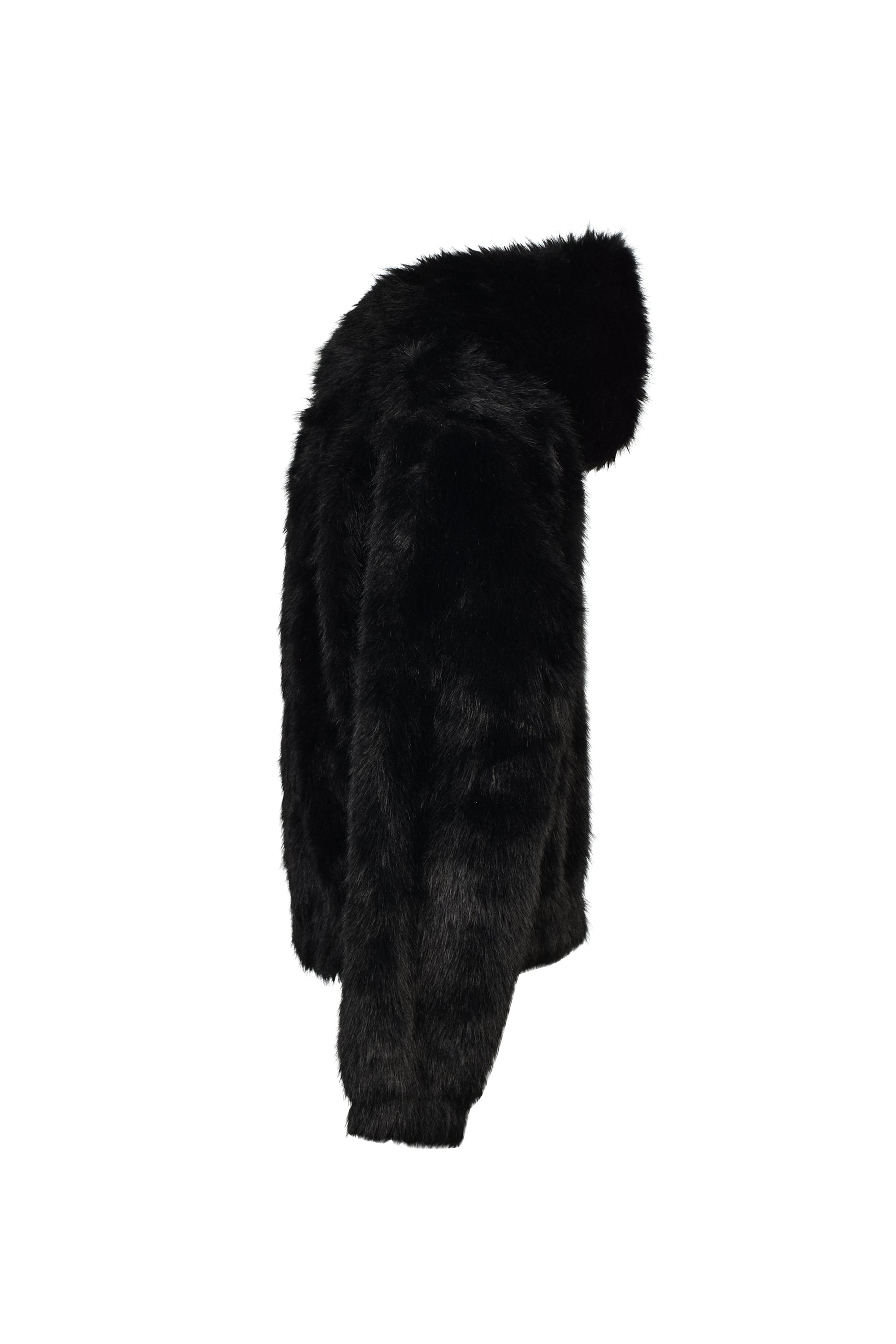 FAUX FUR ZIP HOODIE / BLK