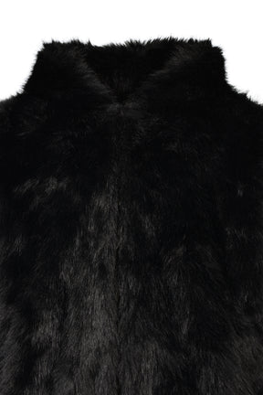 FAUX FUR ZIP HOODIE / BLK