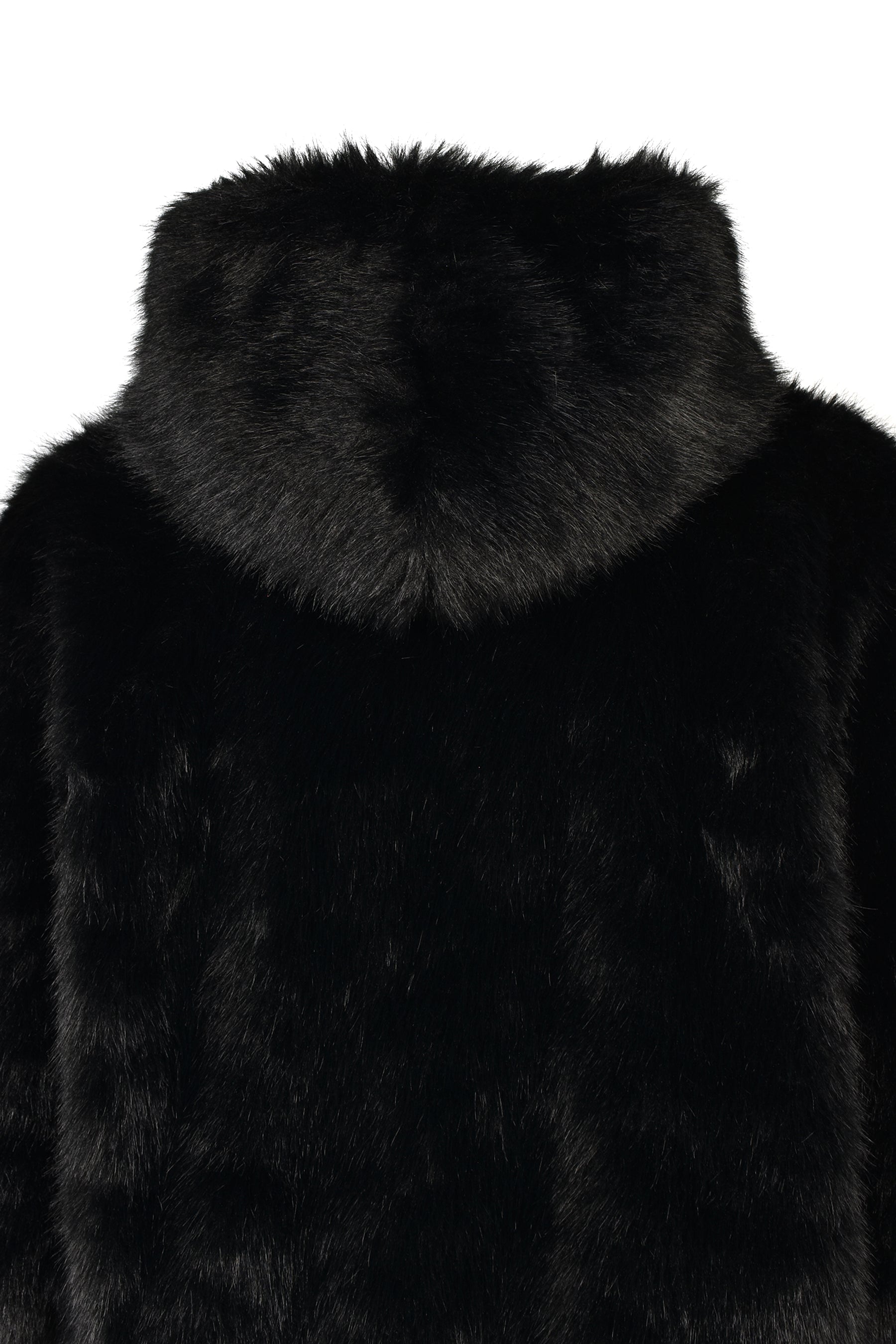 FAUX FUR ZIP HOODIE / BLK