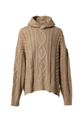 ESSENTIALS CABLE KNIT HOODIE / GOLD HEATHER