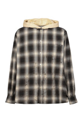 OG CHECK SUN-FADED HOODED SHIRT / BLK