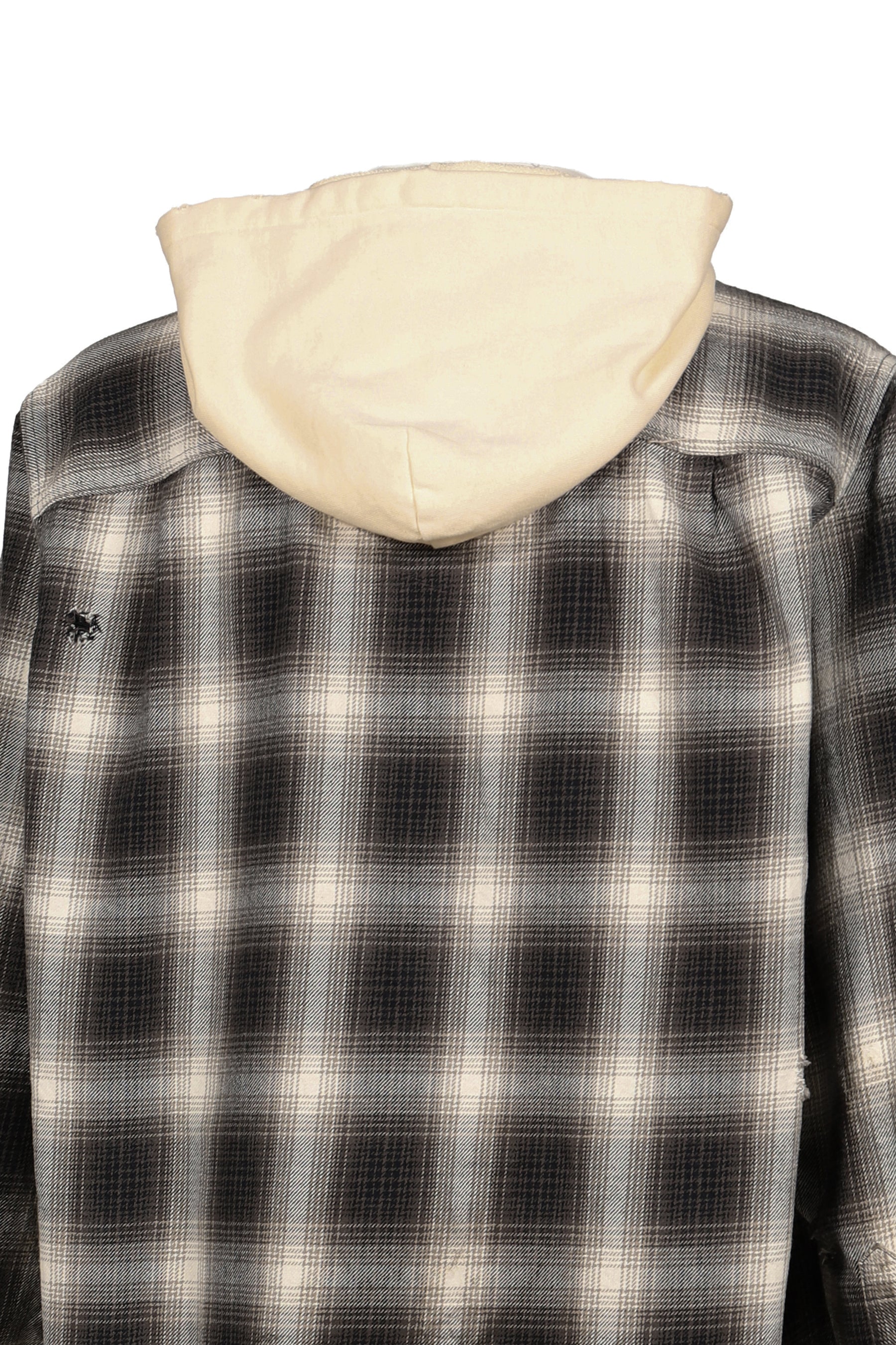 OG CHECK SUN-FADED HOODED SHIRT / BLK