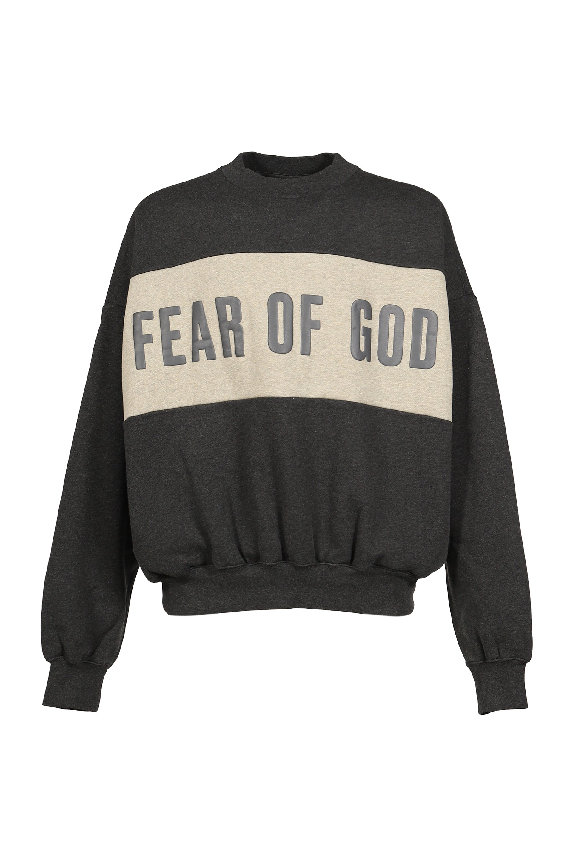 CROPPED RELAXED PANELLED SWEATSHIRT / IRON GRY HEATHER / SEAL HEATHER