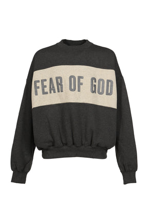 CROPPED RELAXED PANELLED SWEATSHIRT / IRON GRY HEATHER / SEAL HEATHER