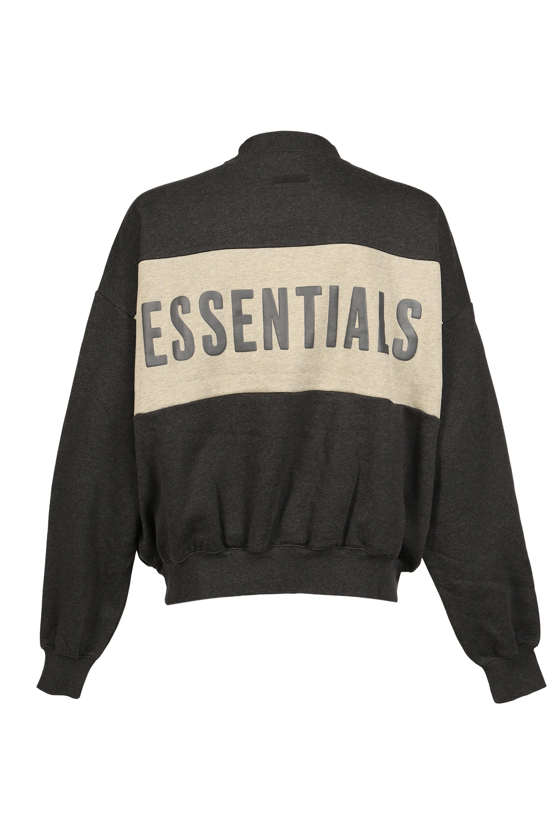 CROPPED RELAXED PANELLED SWEATSHIRT / IRON GRY HEATHER / SEAL HEATHER