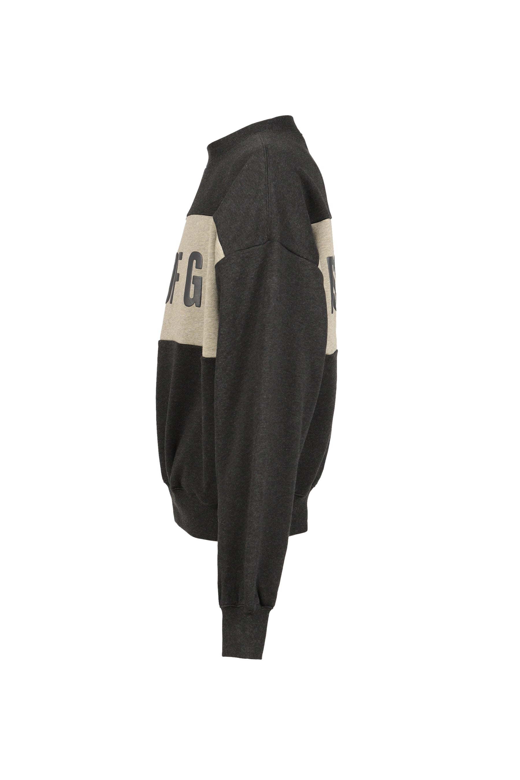 CROPPED RELAXED PANELLED SWEATSHIRT / IRON GRY HEATHER / SEAL HEATHER