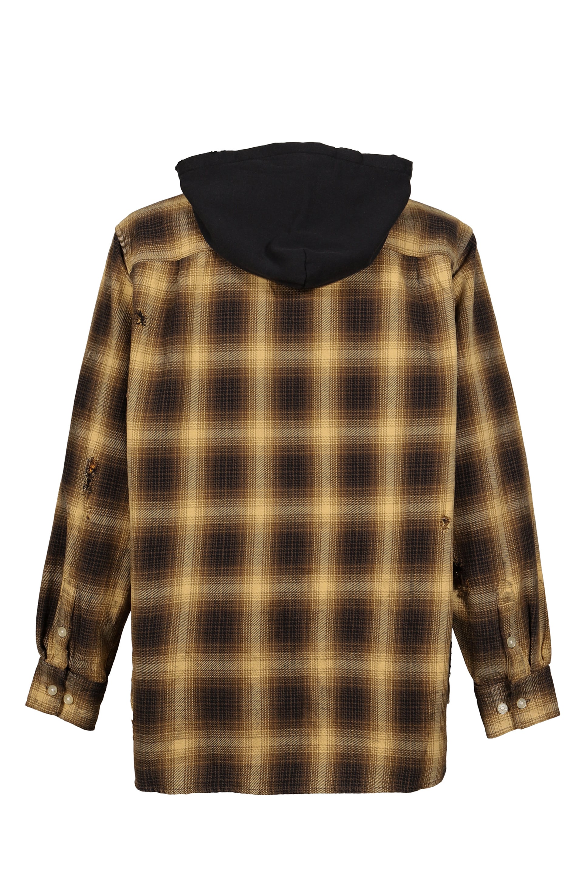 OG CHECK SUN-FADED HOODED SHIRT / YEL