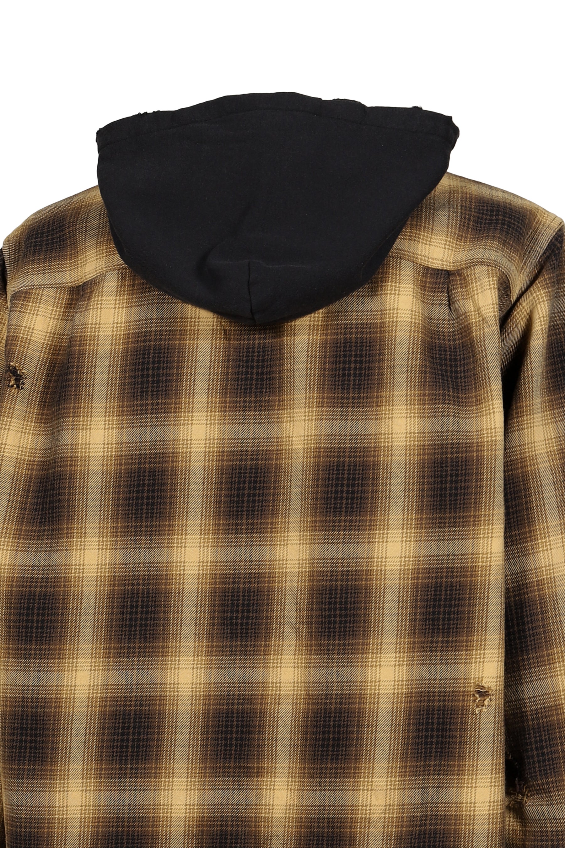 OG CHECK SUN-FADED HOODED SHIRT / YEL