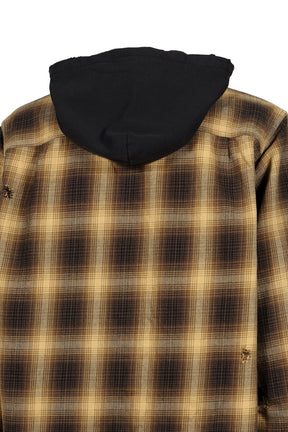OG CHECK SUN-FADED HOODED SHIRT / YEL