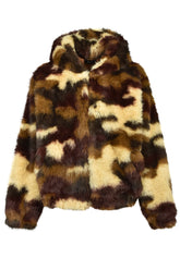 FAUX FUR ZIP HOODIE / CAMO