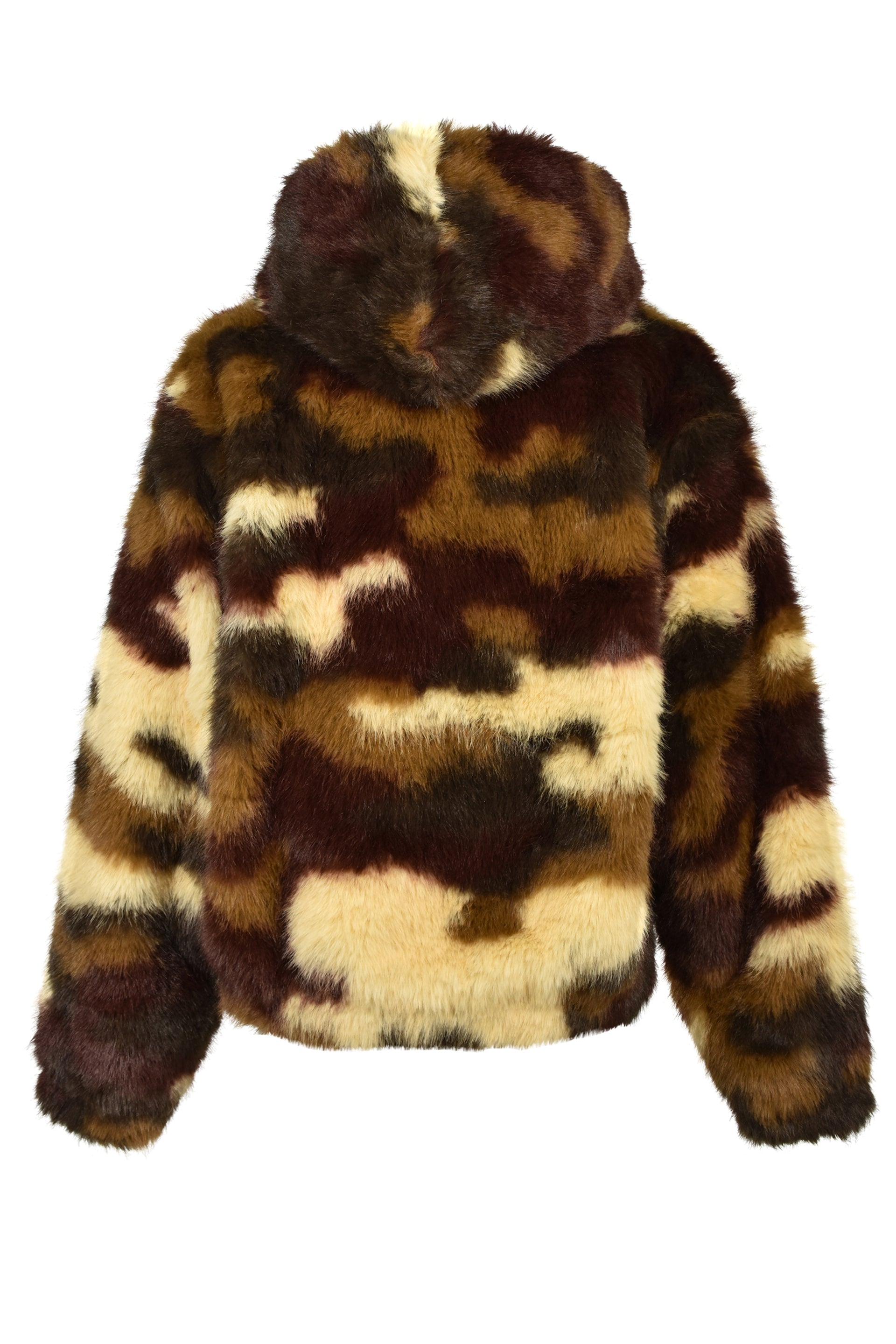 FAUX FUR ZIP HOODIE / CAMO