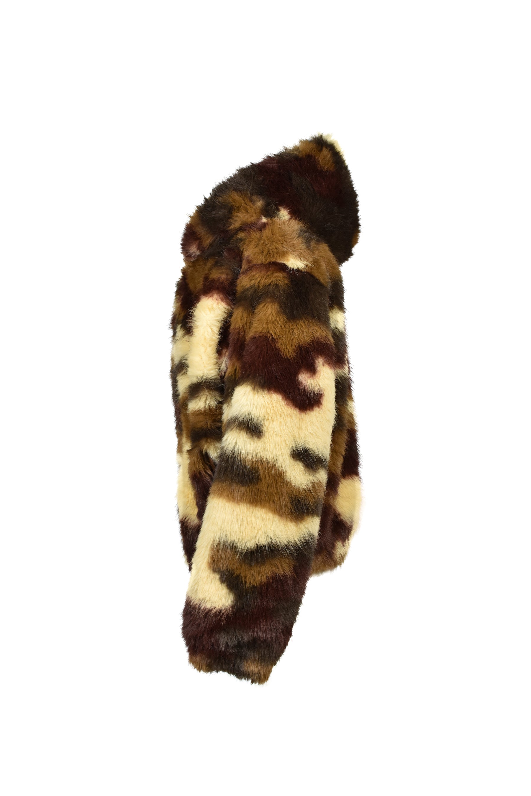 FAUX FUR ZIP HOODIE / CAMO