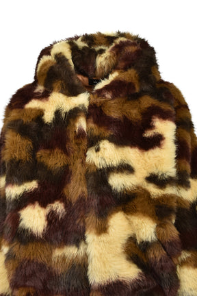 FAUX FUR ZIP HOODIE / CAMO