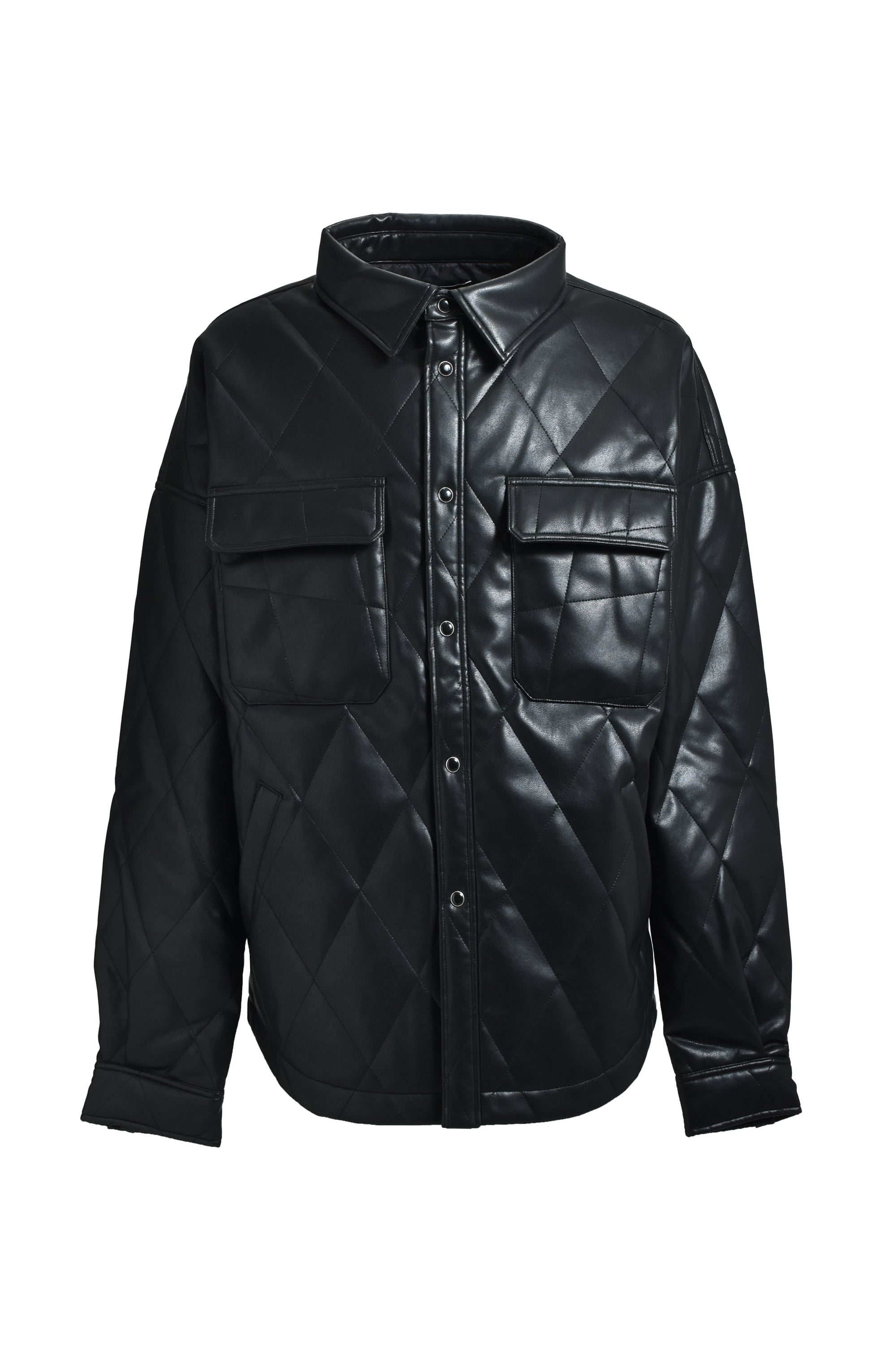 ジャケット・アウター BREATH FW25 FAUX LEATHER QUILTING SHIRT BREATH FW25 FAUX LEATHER QUILTING SHIRT / BLK - NUBIAN BREATH FW25