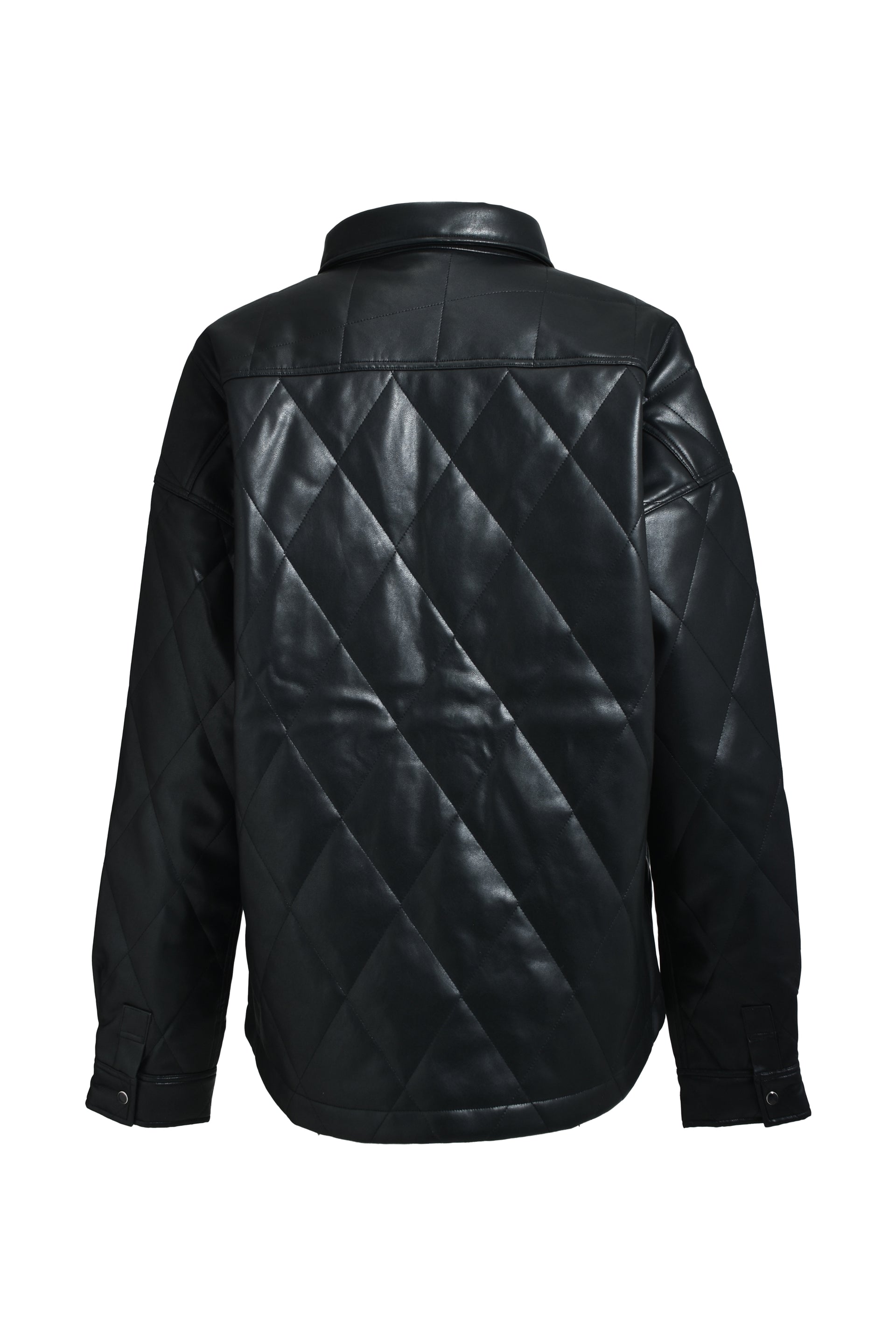 FAUX LEATHER QUILTING SHIRT / BLK