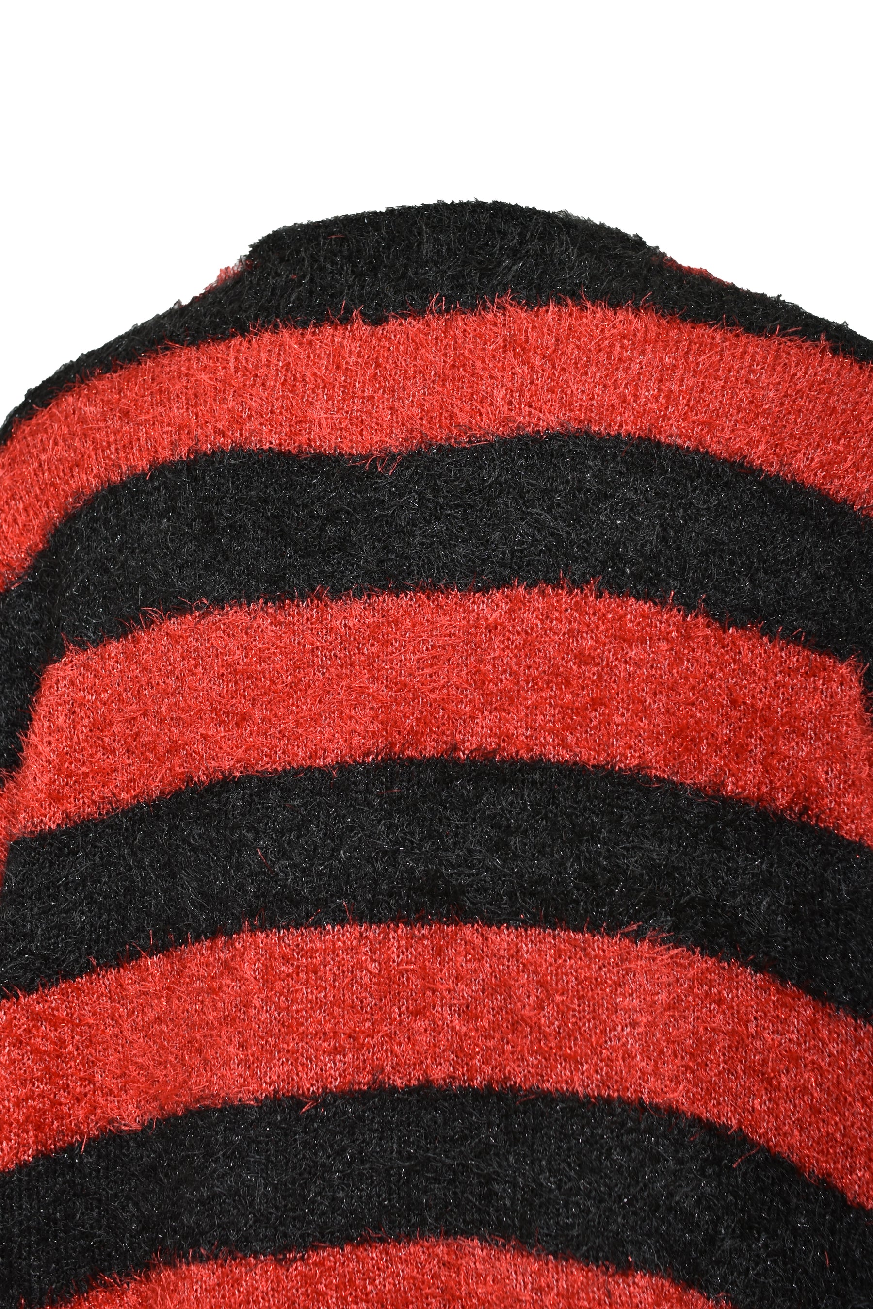 CREW NECK KNIT/GLITTER BORDER+RED / BLK/RED