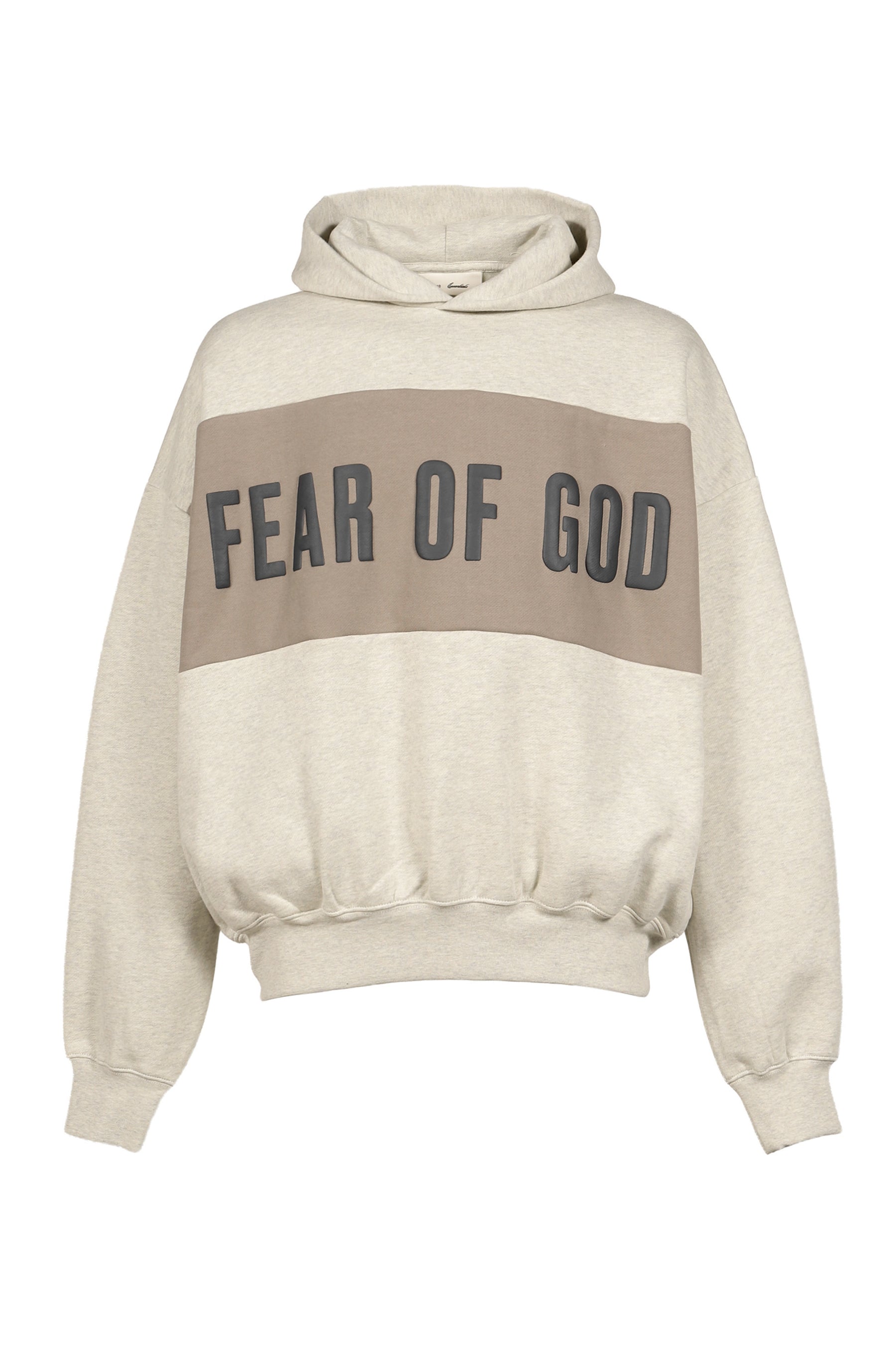 CROPPED RELAXED PANELLED HOODIE / VANILLA HEATHER / SEAL