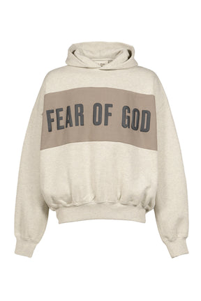 CROPPED RELAXED PANELLED HOODIE / VANILLA HEATHER / SEAL