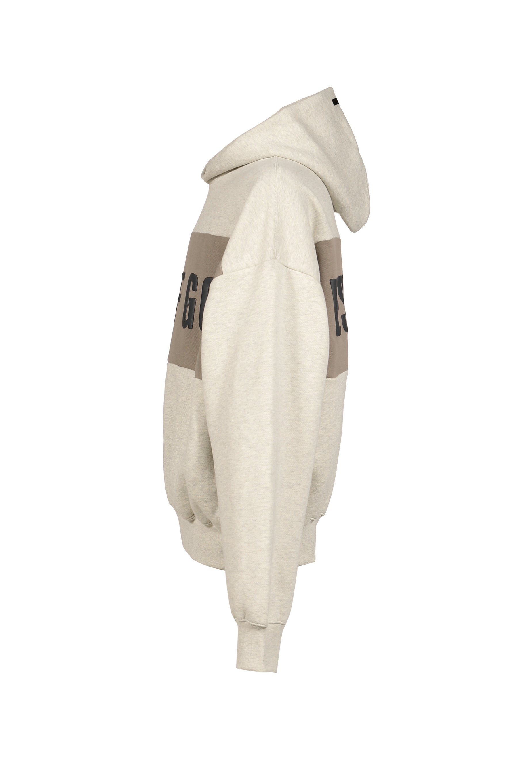CROPPED RELAXED PANELLED HOODIE / VANILLA HEATHER / SEAL