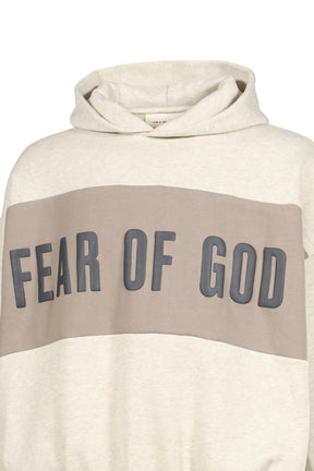 CROPPED RELAXED PANELLED HOODIE / VANILLA HEATHER / SEAL
