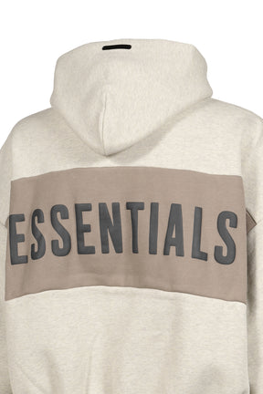 CROPPED RELAXED PANELLED HOODIE / VANILLA HEATHER / SEAL
