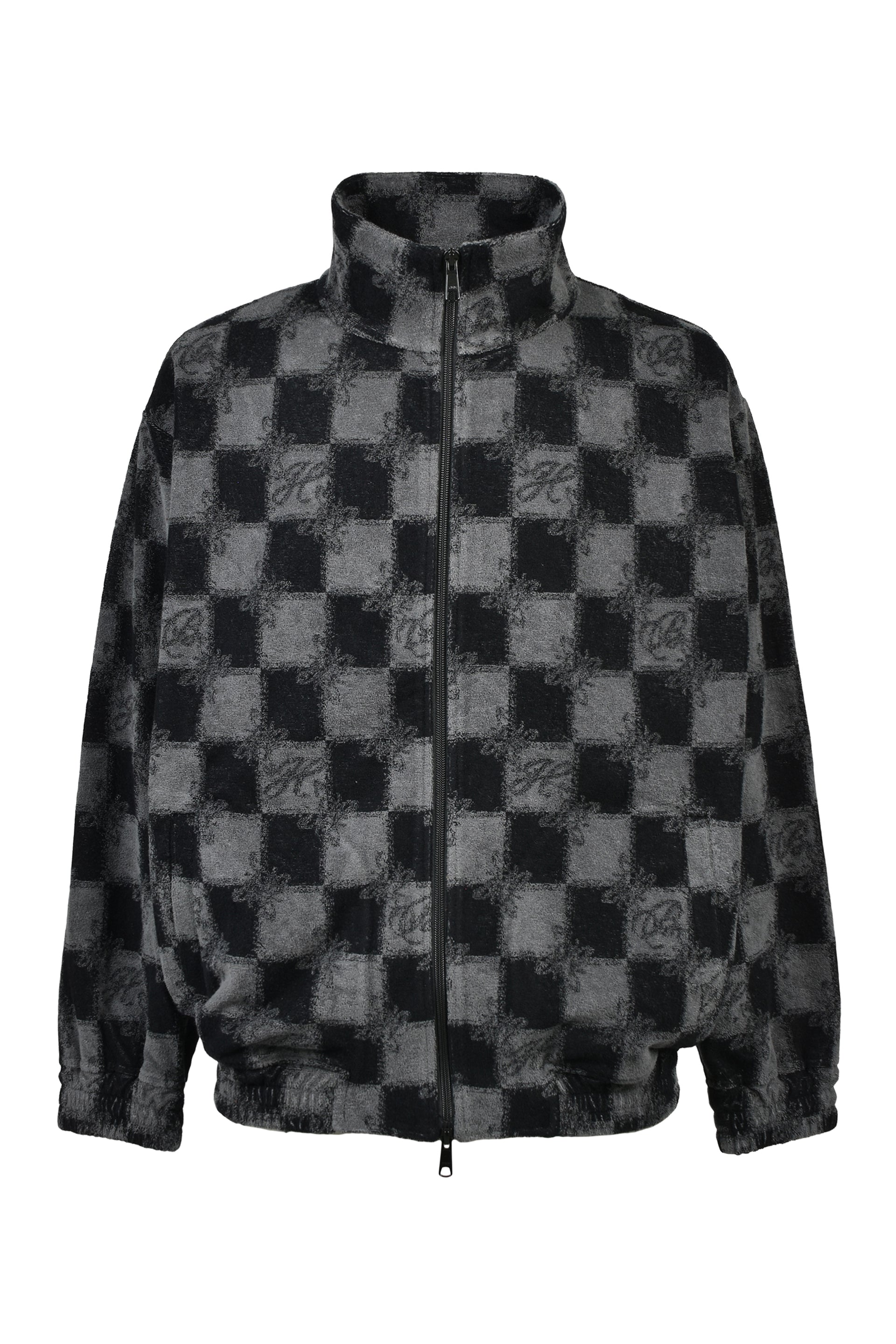 BLOCK CHECK PILE JACKET / BLK