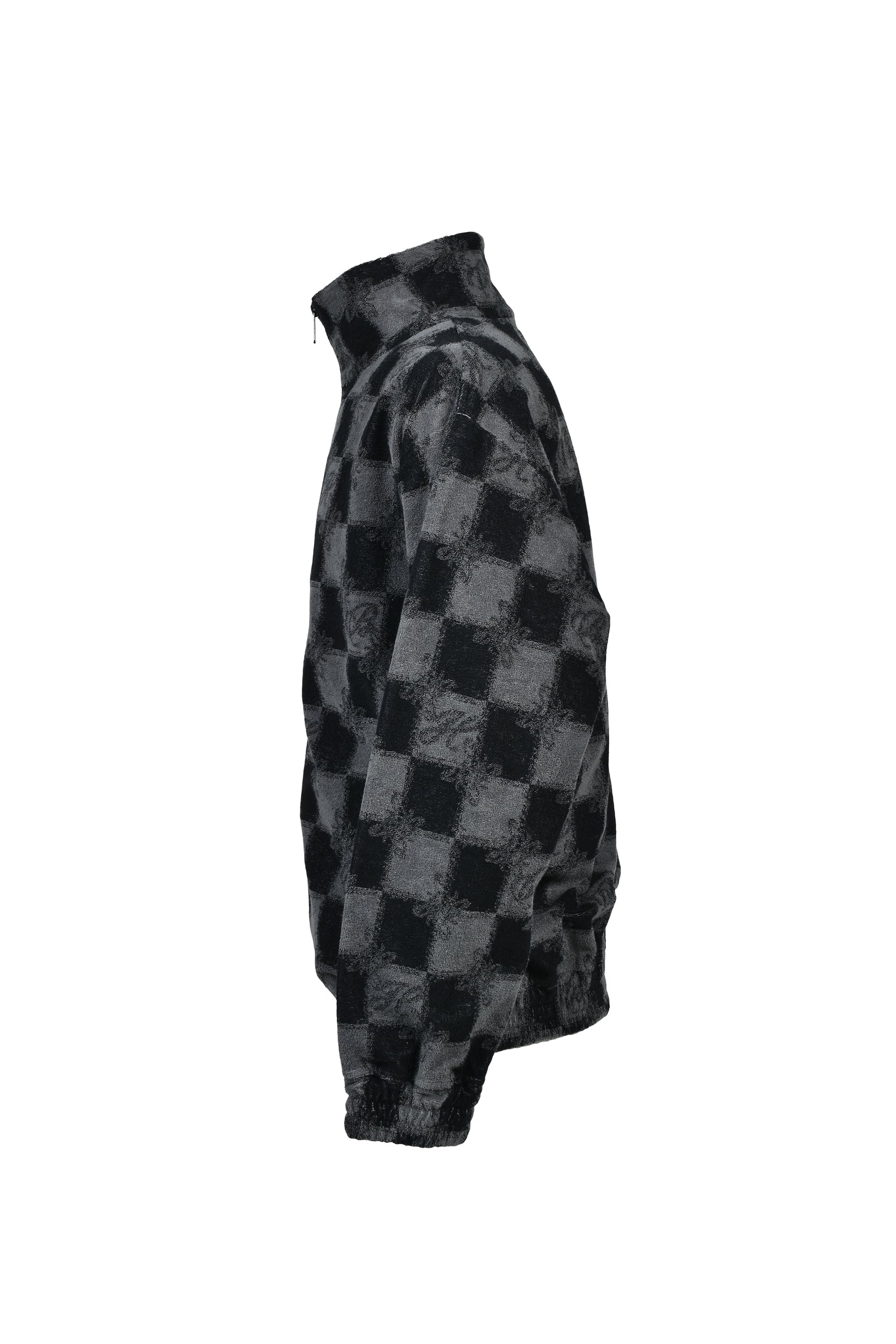 BLOCK CHECK PILE JACKET / BLK