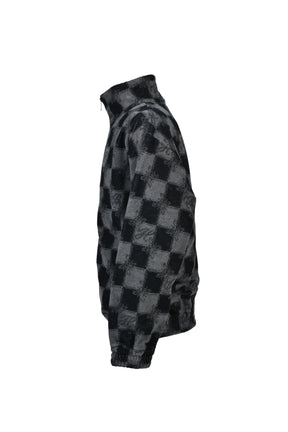 BLOCK CHECK PILE JACKET / BLK