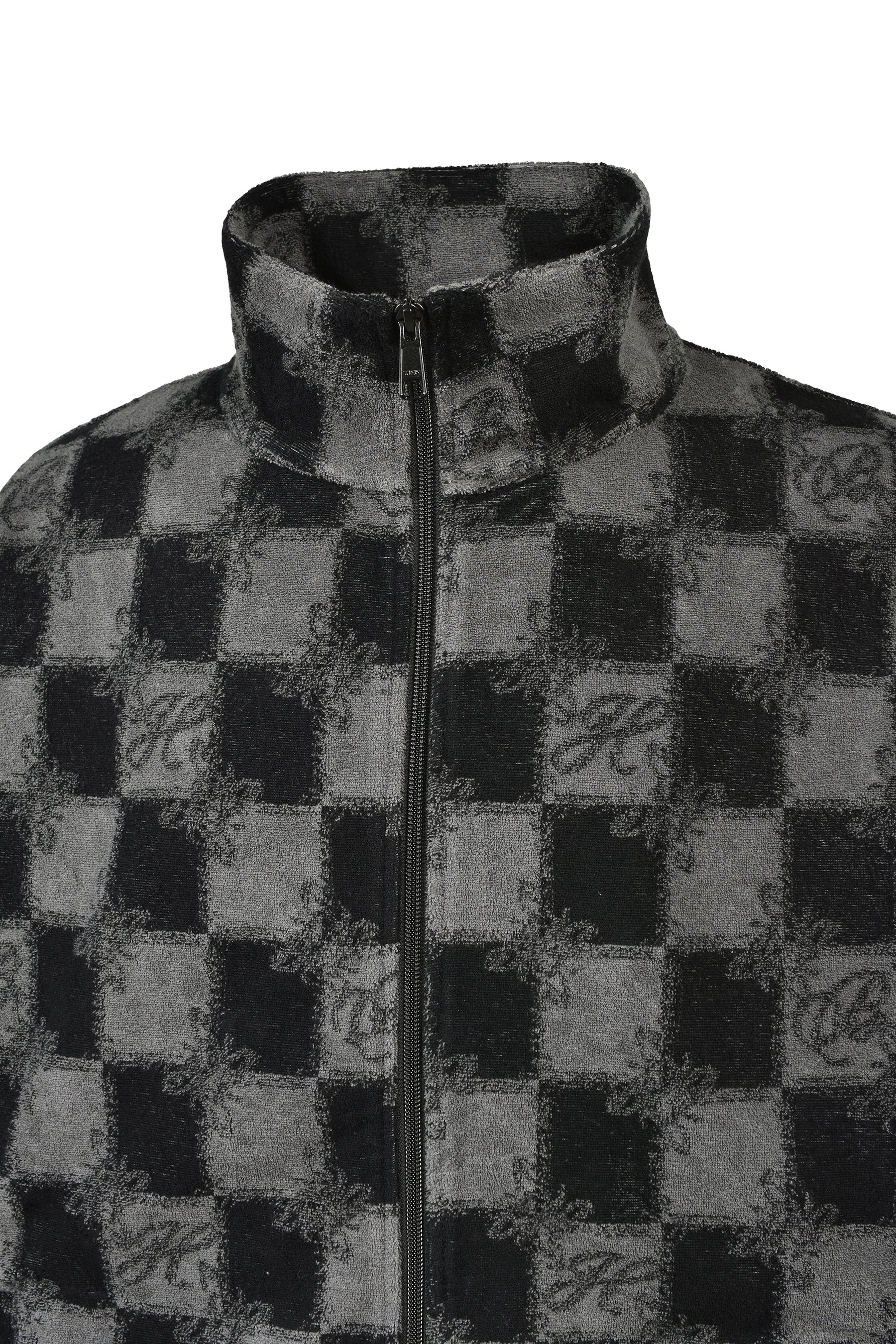 BLOCK CHECK PILE JACKET / BLK