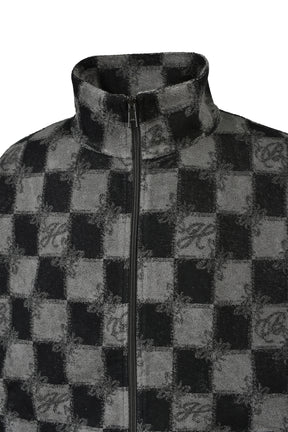 BLOCK CHECK PILE JACKET / BLK